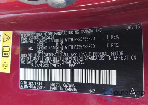 2016 Lexus Rx 350 z USA, uszkodzony, nr VIN 2T2ZZMCAXGC029171